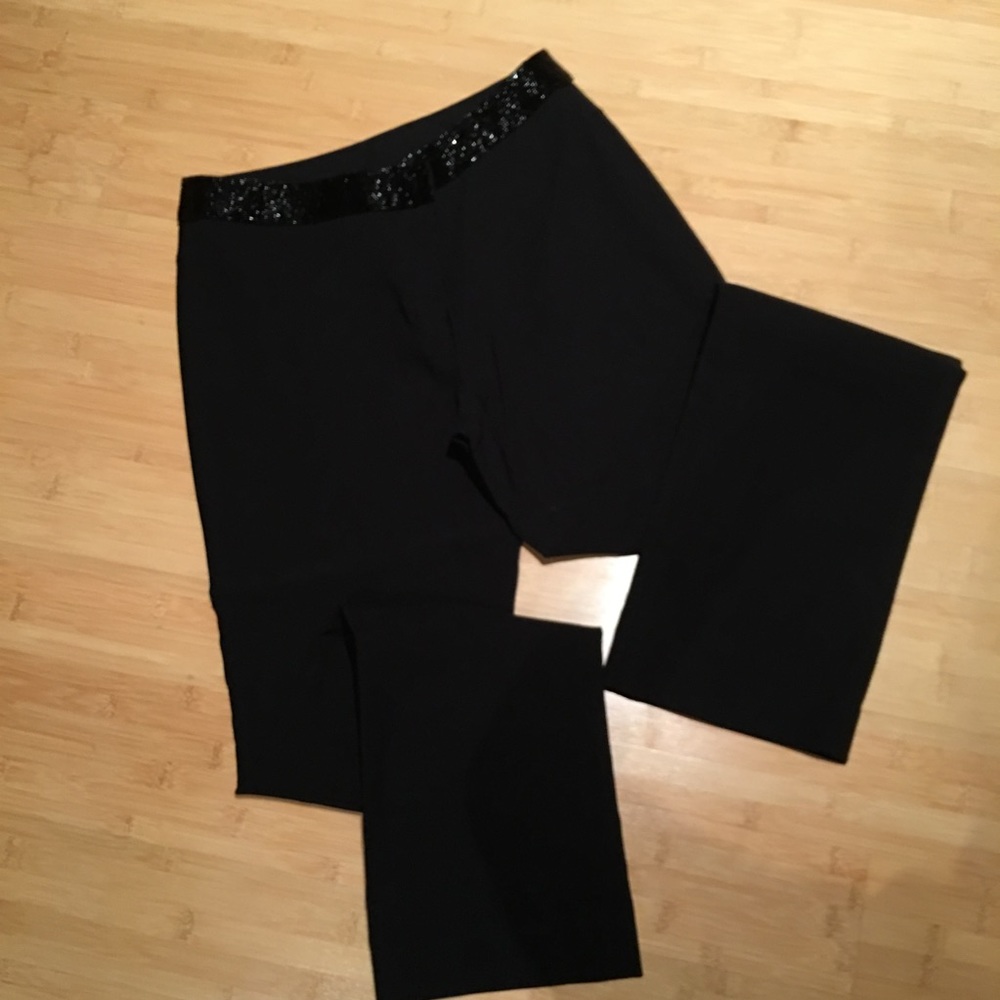 Beaded belt dress pants - black
